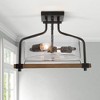 LNC Chet III 2-Lights 15.5-in Antique Brown and Matte Black Seeded Glass Farmhouse  Semi-flush Mount Lights - 2 of 4