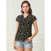 Allegra K Women's Summer Floral Chiffon Tie V Neck Ruffled Short Sleeve Shirt - 3 of 4