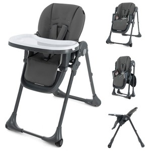 Infans Convertible High Chair for Babies & Toddlers, Height Adjustable w/Recline & Footrest, Removable Double Tray, Portable with Wheels, Dark Gray - 1 of 4