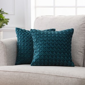 Chanasya Pleated Textured Velvet Throw Pillow Cover - 2-Piece Set - 1 of 4