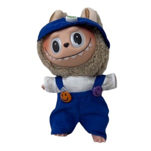 Blue Overalls Outfit with White Shirt and Visor for 17.5 Inch Labubu Dolls - 1 of 4