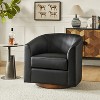 Jessie 30.5" Wide Modern Swivel Barrel Faux Leather Chair with Solid Wood Base|ARTFUL LIVING DESIGN - 2 of 4