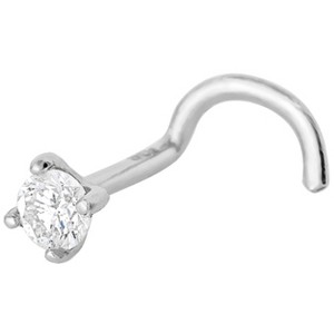 Jewelry Avalanche 20G 14K Gold Diamond Nose Screw Ring Stud - 1 of 3
