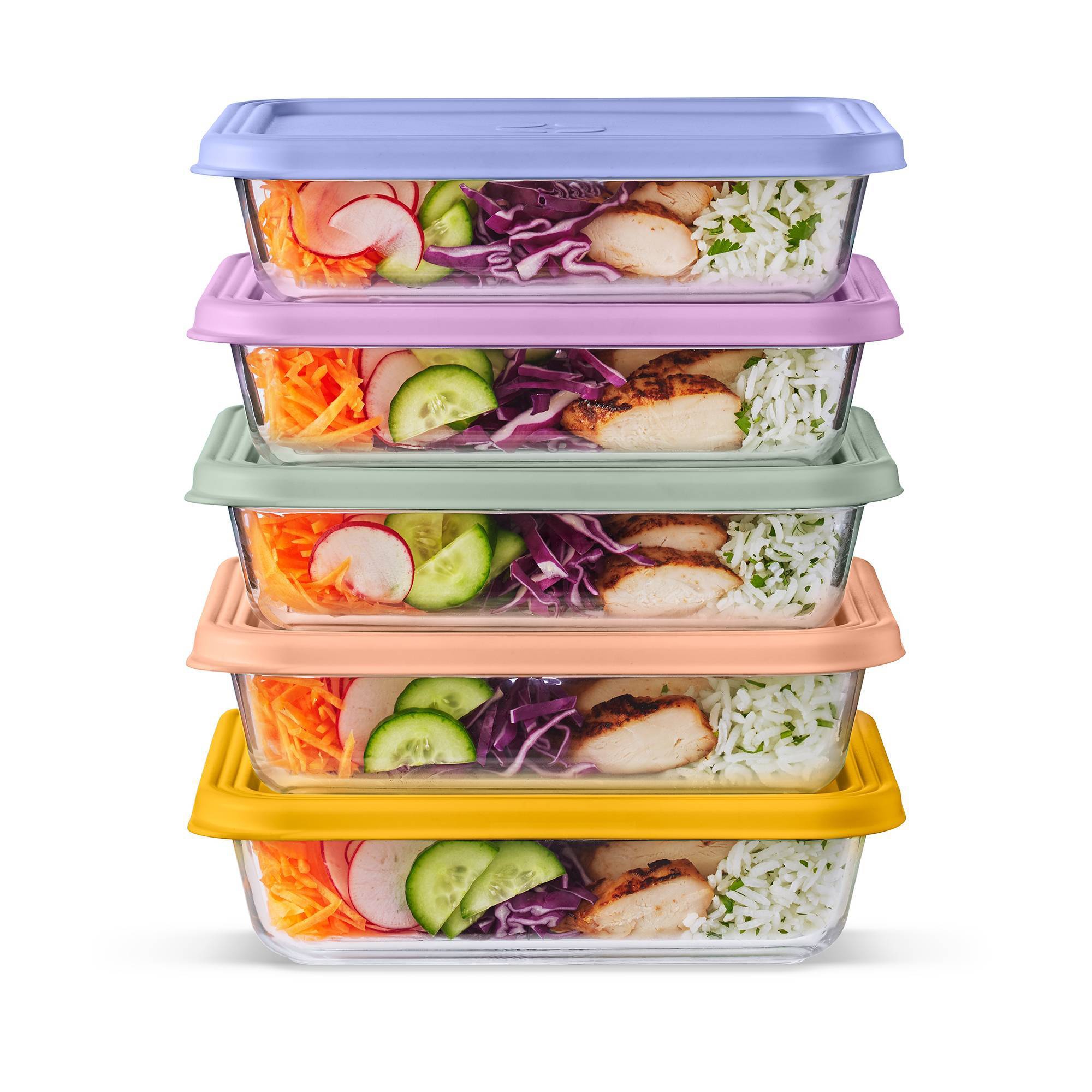 Ello Everyday Glass 4.5c 10pc Meal Prep Food Storage Container Set