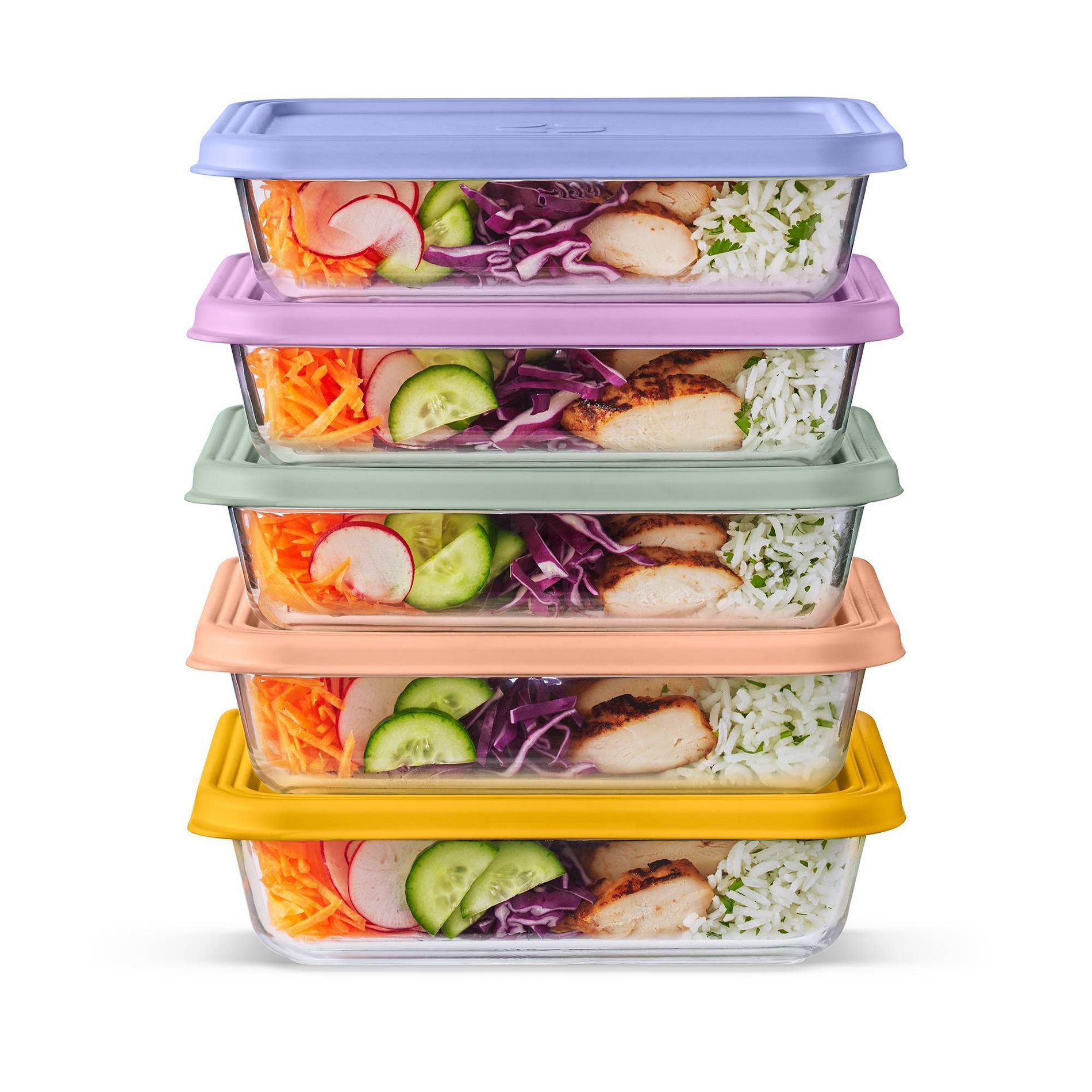 Ello Everyday Glass 4.5c 10pc Meal Prep Food Storage Container Set