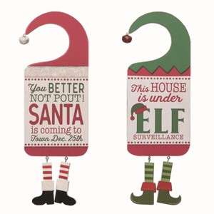 Transpac MDF Elf Wall Decor Set of 2 Christmas Home Decorations for Festive Wall Art and Holiday Cheer - 1 of 1