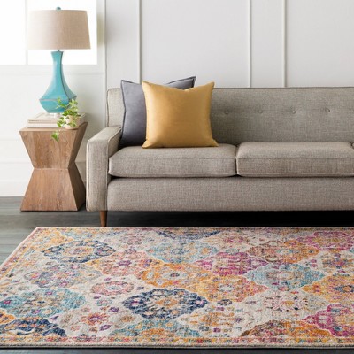 Reversible Blue Synthetic 3'x5' Stain-Resistant Rug