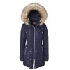 Sportoli Women Longer Length Plush Lined Quilted Winter Puffer Coat Zip-Off Faux Fur Trim Hood - 2 of 4