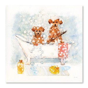 Courtside Market Bathtime Bathtime Puppies I 16x16 Gallery-Wrapped Canvas - 1 of 4