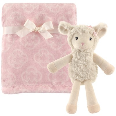 Hudson Baby Infant Girl Plush Blanket with Toy, Lamb, One Size