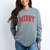 Simply Sage Market Women's Merry Varsity Thick Outline Long Sleeve Garment Dyed Tee - 2 of 4