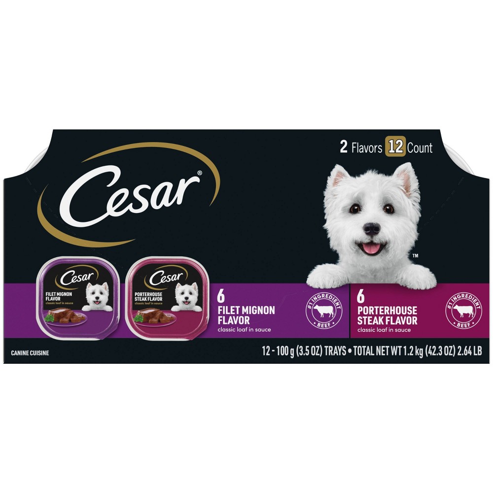 Photos - Dog Food Cesar Classic Loaf In Sauce with Filet Mignon & Porterhouse Steak Beef and 