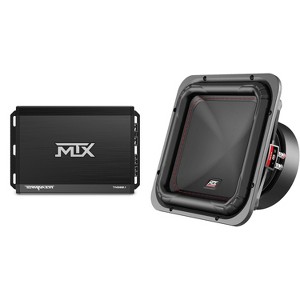 MTX TERMINATOR 500-Watt RMS 2Ω Mono Block Class D Amplifier and MTX Audio S6510-44 S65-Series Square 10" 500W RMS Dual 4-Ohm Subwoofer - 1 of 4