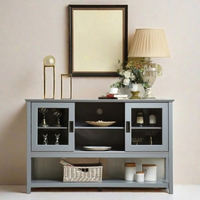 55" Sideboard Buffet Cabinet, Wood Coffee Bar Cabinet, Media Console Table, Kitchen Pantry Storage Cabinet for Living Room Dining Room Entryway