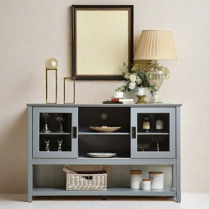 55" Sideboard Buffet Cabinet, Wood Coffee Bar Cabinet, Media Console Table, Kitchen Pantry Storage Cabinet for Living Room Dining Room Entryway - 1 of 4