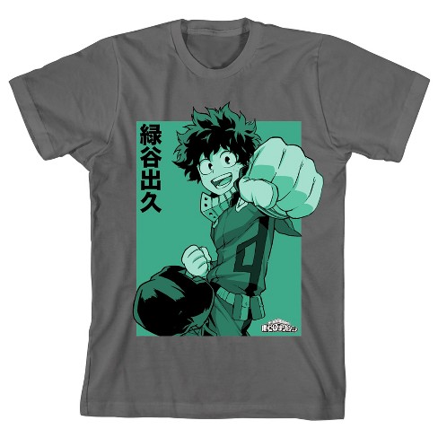 My Hero Academia Deku Punch Boy's Charcoal T-shirt-xs Target