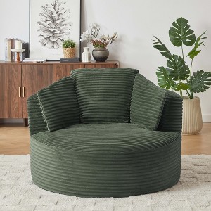 APRILSOUL 48.80"Compressible Corduroy Round Chair with Cushioned Backrest - Modern Comfort Seating - 1 of 4