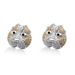 Pitbull Dog 3d Stud Earrings for Women Sterling Silver Cz Ginger Lyne Collection - 1 of 4