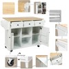 YOOCOZZ Rolling Kitchen Island with Rubber Wood Drop Leaf, Adjustable Shelves and Large storage space - 3 of 4