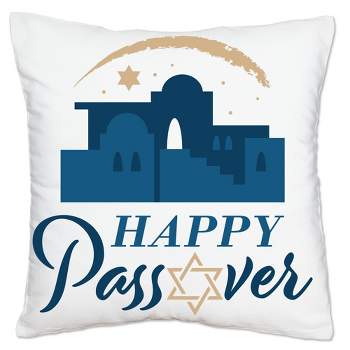 Big Dot of Happiness Happy Passover - Pesach Jewish Holiday Party Home Decorative Canvas Cushion Case - Throw Pillow Cover - 16 x 16 Inches