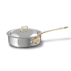 Mauviel M'Cook B 5-Ply Polished Stainless Steel Saute Pan With Lid, And Brass Handle, 3.2-qt, Made In France - 1 of 4
