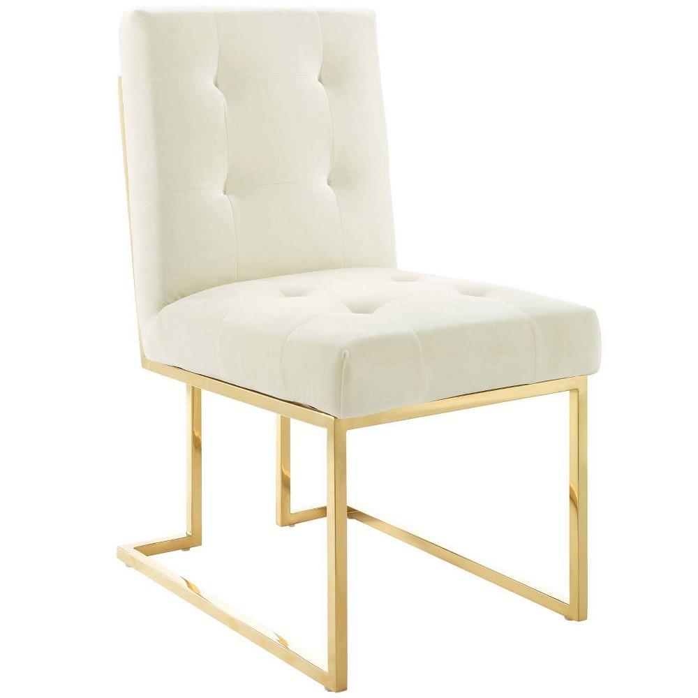 Photos - Dining Table Modway Privy Gold Stainless Steel Performance Velvet Dining Chair Gold/Ivory  