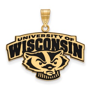 Black Bow Jewelry 14k Yellow Gold Plated Sterling Silver Wisconsin Badgers NCAA Large Pendant - 1 of 3