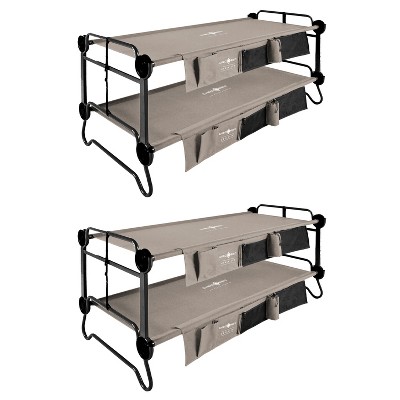 Disc-O-Bed 30902BO XL Cam-O-Bunk 2 Person Bench Bunked Double Camping Bunk Bed Cot with 2 Side Organizers, Tan (2 Pack)
