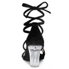 Allegra K Women's Velvet Lace Up Clear Heels Block Heel Sandals - 4 of 4