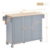 Rolling Kitchen Island Cart, with Wood Desktop, Cabinet and Drawers, Spice Rack, Towel Rack, Wine Rack, for Kitchen, Dining - 2 of 4