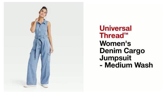 Women's Denim Cargo Jumpsuit - Universal Thread™ Medium Wash, 2 of 11, play video