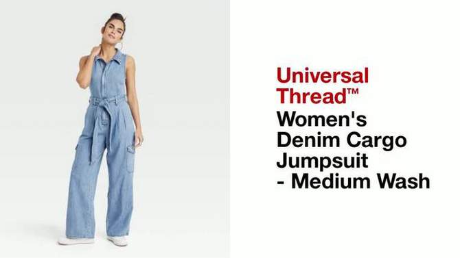 Women's Denim Cargo Jumpsuit - Universal Thread™ Medium Wash, 2 of 11, play video