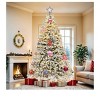 6ft/7.5ft/9ft Pre-lit Snow Flocked Christmas Tree with Remote, Hinged Pine Christmas Tree and Foldable Base for Home, Party Decoration - 2 of 4