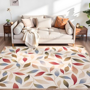 Modern Washable Foldable Rug, Soft Floor Rug with Non Slip Backing, Low Pile Stain Resistant Area Rug for Living Room Dorm Office Decor - 1 of 4