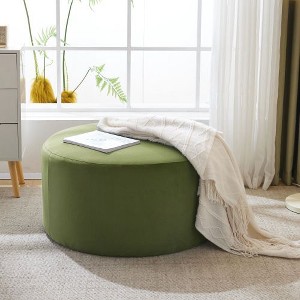 CAVINAS Modern Ottoman Bench, Plush Velvet Round Ottoman, Modern Footrest & Side Table, 2 in 1 Function, Upholstered Accent Stool, Ottoman Foot Rest - 1 of 4