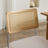 Kumasinova Set of 2 Upholstered Cantilever Dining Chairs, Rattan Back Kitchen Chair, Mid Century Modern Dining Room Chairs, Velvet Dining Chairs - 2 of 4