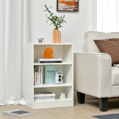 White MDF 3-Tier Adjustable Bookcase Set with Shelves