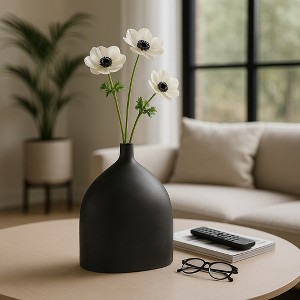 Decorative Sleek Metal Vase - Contemporary Sculptural Flower Vase for Home, Bedroom, and Office Decor - Stylish Accessory - 1 of 4