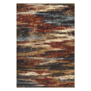 Washable Modern Abstract Rug Non Slip Low Pile Rug Contemporary Throw Floor Cover Foldable Indoor Carpet for Living Room Bedroom,Red/10'x13' - 1 of 4