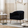 SEYNAR Modern Velvet Accent Chair,Round Upholstered Barrel Chair for Living Room,Black,28.25"D x 27.1"W x 28.9"H - 2 of 4