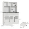 Garvee 60" Farmhouse Modern Kitchen Pantry Cabinet with Glass Doors & Drawer ¨C Engineered Wood Tall Storage Cabinet, White - 2 of 4