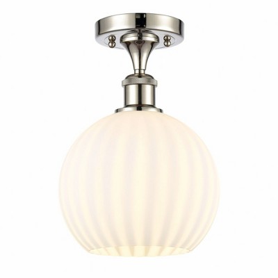 White Venetian - 1 Light Semi-Flush Mount In Modern Style-11.25 Inches Tall and 8 Inches Wide