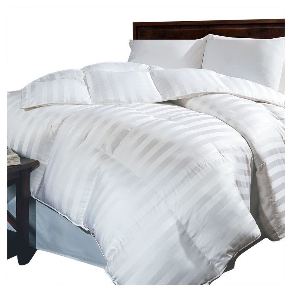Photos - Bed Linen Siberian Damask Stripe Down All Seasons Comforter  White - Blue Ridge Home Fashions: Hypoallergenic, 500 Thread(Full/Queen)