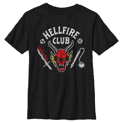 Boy's Stranger Things Hellfire Club Costume T-shirt - Black - X Small ...