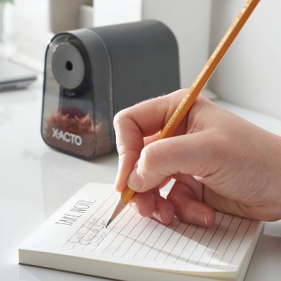 Compact Black and Silver Electric Pencil Sharpener with SafeStart Motor