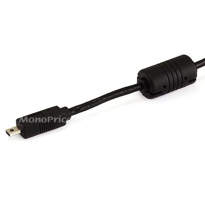Monoprice USB Cable - 6 Feet - Black | A to Mini-B 8-Pin with Ferrites for Pentax Panasonic Nikon Digital Camera, 3 of 4