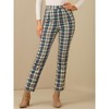 Allegra K Women's Plaid Tartan High Waisted Button Casual Pants - 2 of 4