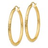 Black Bow Jewelry 3mm x 40mm 14k Yellow Gold Textured Round Hoop Earrings - 2 of 4