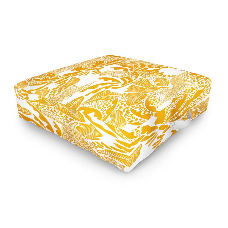 evamatise Surreal Jungle in Bright Yellow Outdoor Floor Cushion - Deny Designs, 1 of 3