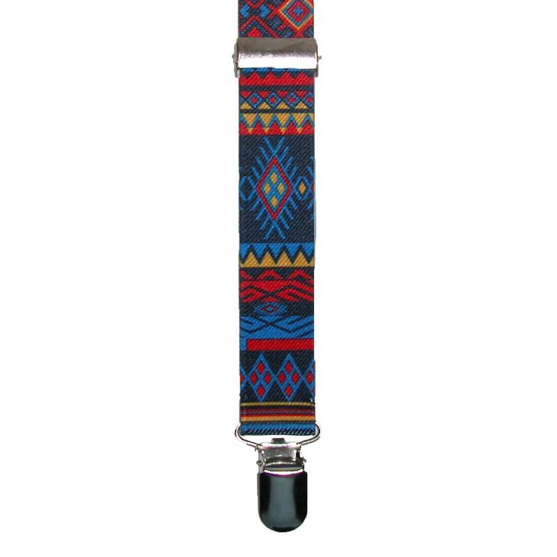 CTM Women's Elastic Aztec Pattern Clip-End Suspenders, 3 of 4